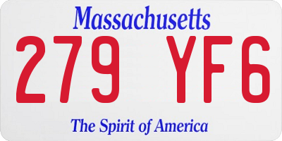 MA license plate 279YF6