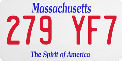 MA license plate 279YF7