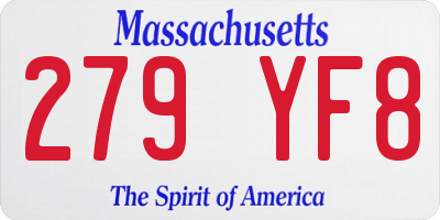 MA license plate 279YF8