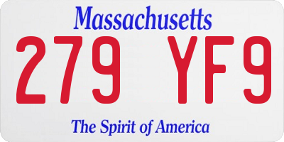 MA license plate 279YF9