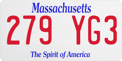 MA license plate 279YG3