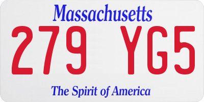 MA license plate 279YG5