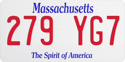 MA license plate 279YG7