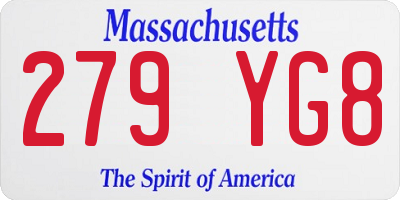 MA license plate 279YG8