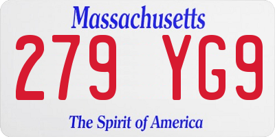 MA license plate 279YG9