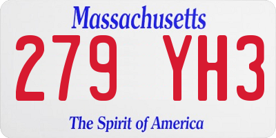 MA license plate 279YH3