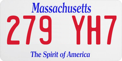 MA license plate 279YH7