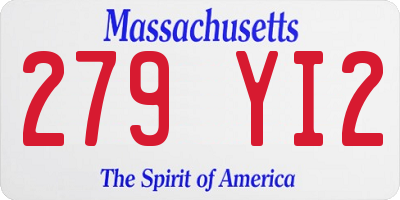 MA license plate 279YI2