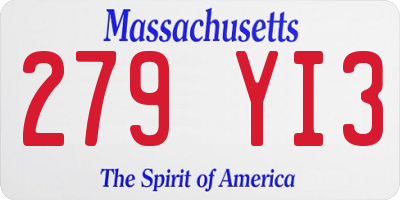 MA license plate 279YI3
