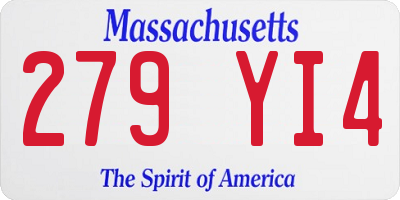 MA license plate 279YI4