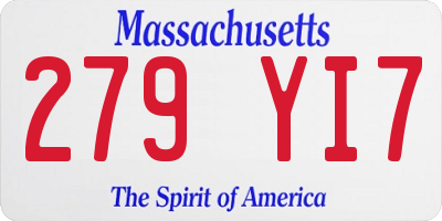 MA license plate 279YI7