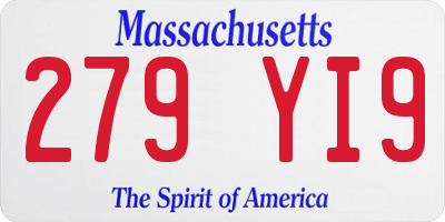 MA license plate 279YI9