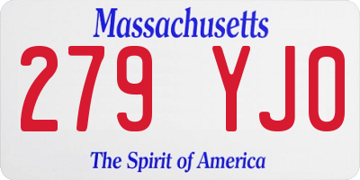 MA license plate 279YJ0
