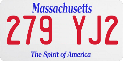 MA license plate 279YJ2
