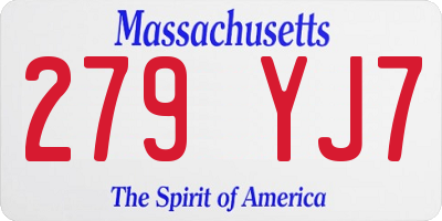 MA license plate 279YJ7