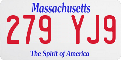 MA license plate 279YJ9