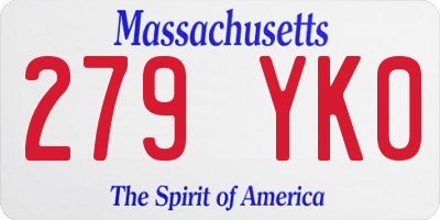 MA license plate 279YK0