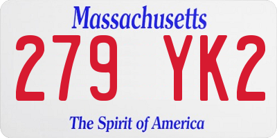 MA license plate 279YK2