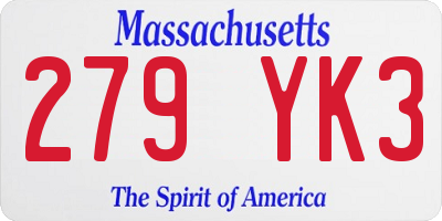 MA license plate 279YK3
