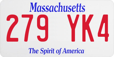 MA license plate 279YK4