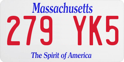 MA license plate 279YK5