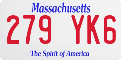 MA license plate 279YK6