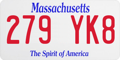 MA license plate 279YK8