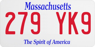 MA license plate 279YK9