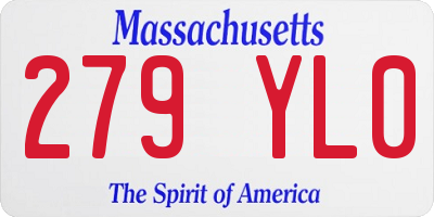MA license plate 279YL0