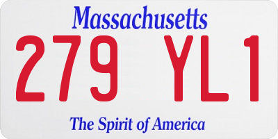 MA license plate 279YL1