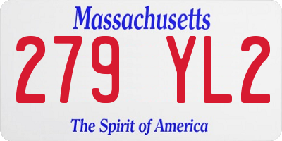 MA license plate 279YL2