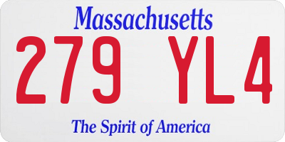 MA license plate 279YL4