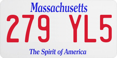 MA license plate 279YL5