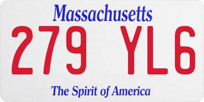 MA license plate 279YL6