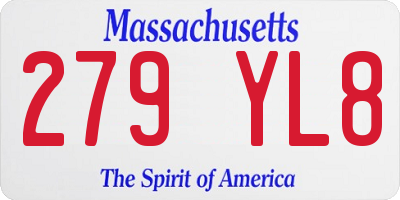 MA license plate 279YL8