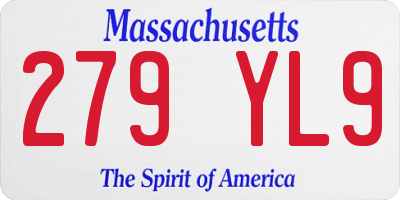 MA license plate 279YL9