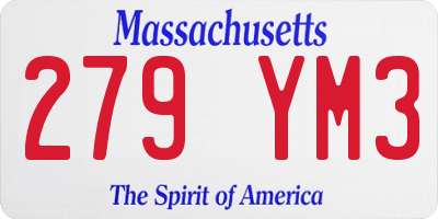 MA license plate 279YM3
