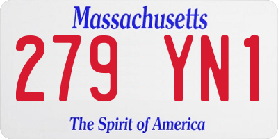 MA license plate 279YN1