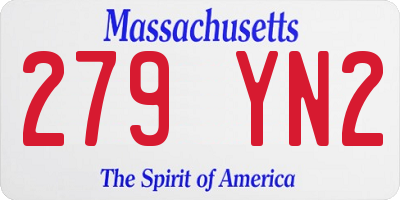 MA license plate 279YN2