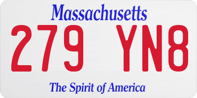 MA license plate 279YN8