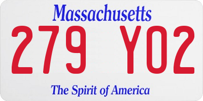 MA license plate 279YO2