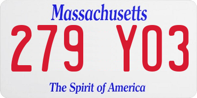 MA license plate 279YO3