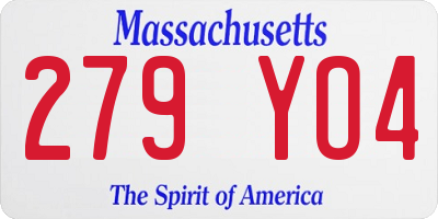 MA license plate 279YO4