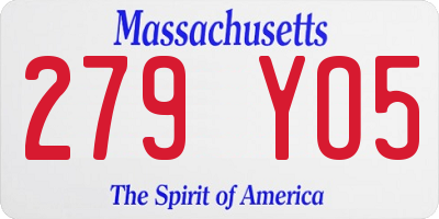 MA license plate 279YO5