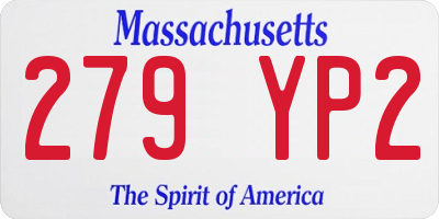 MA license plate 279YP2