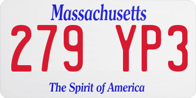 MA license plate 279YP3