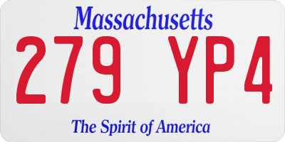 MA license plate 279YP4