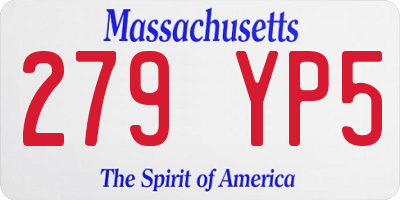 MA license plate 279YP5