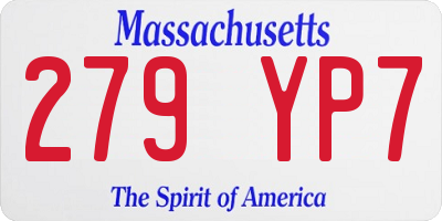 MA license plate 279YP7