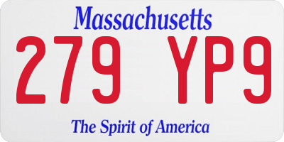MA license plate 279YP9